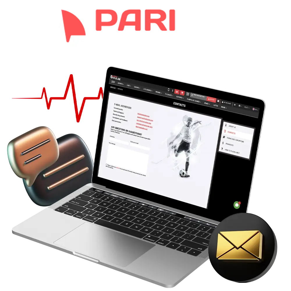 Find out about methods of contacting PariPulse casino support.