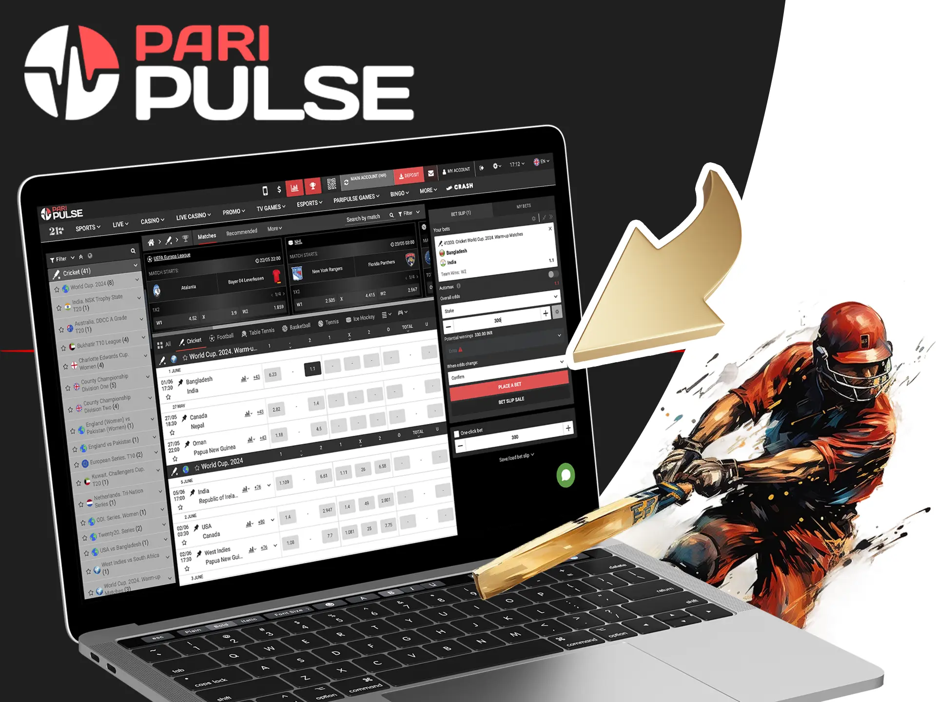At PariPulse you will find a wide variety of matches and bets on Cricket the most popular sport in India.