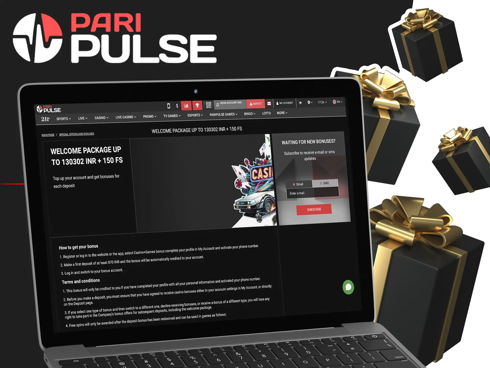 The bonus from PariPulse Casino will give you the opportunity to win an unbeatable amount of money.