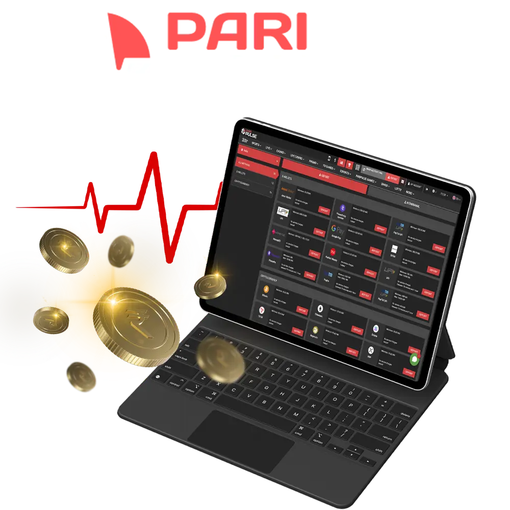Explore the methods of funding your account at PariPulse Casino.