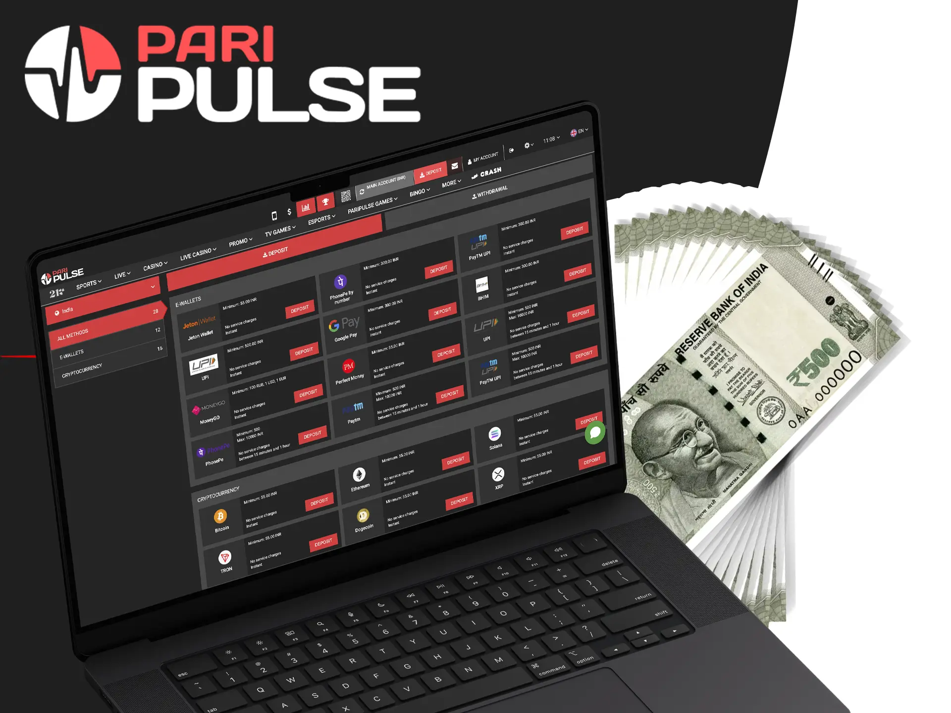Choose for yourself only convenient and favourable for you methods of replenishment of your account in PariPulse.