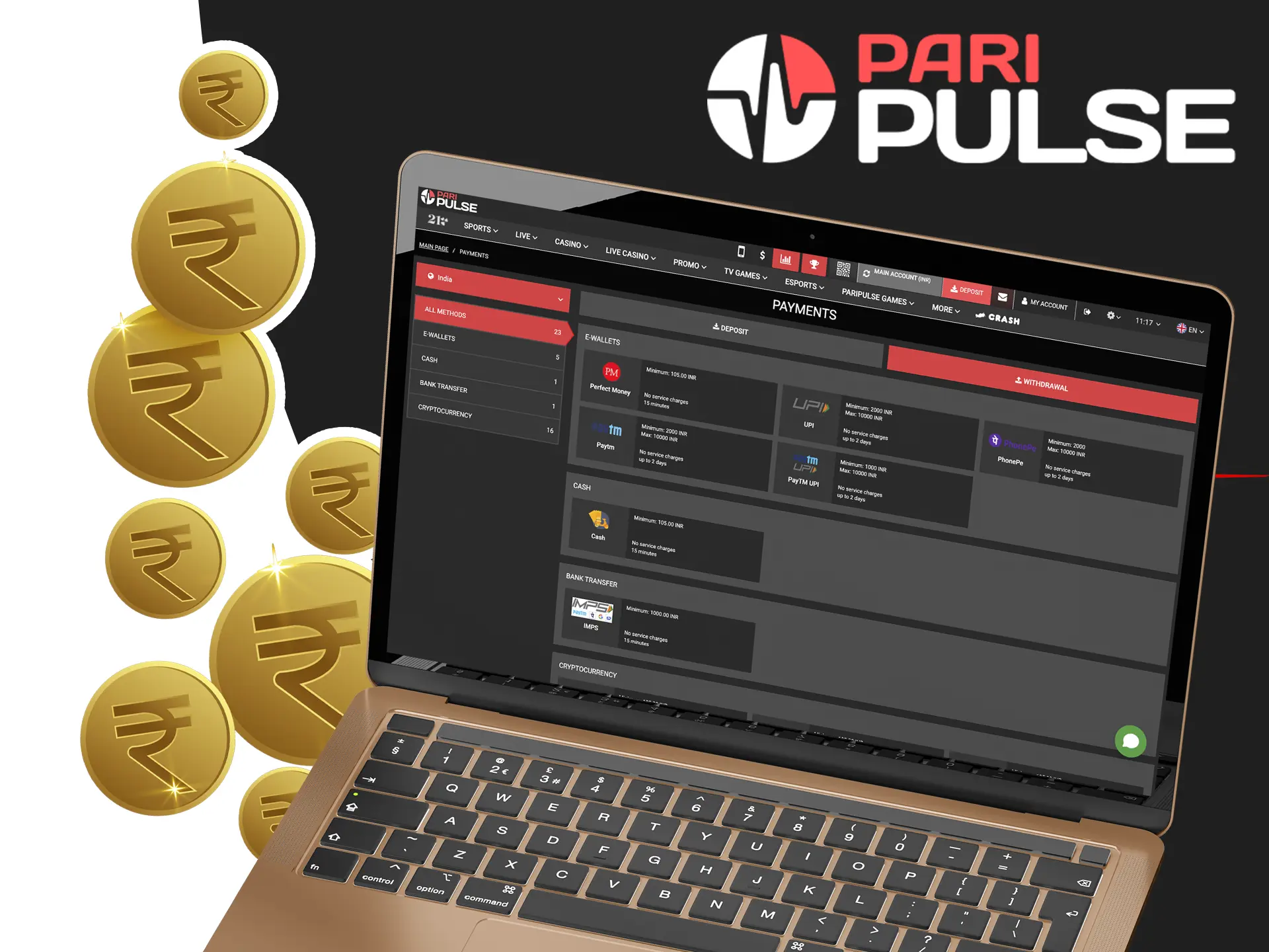 On the PariPulse website you can always make a withdrawal in an instant, as well as find the information you are interested in.