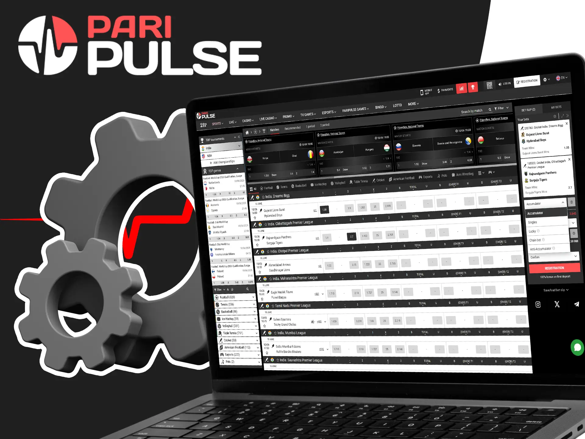 Place Single, Combination and System bets on PariPulse.