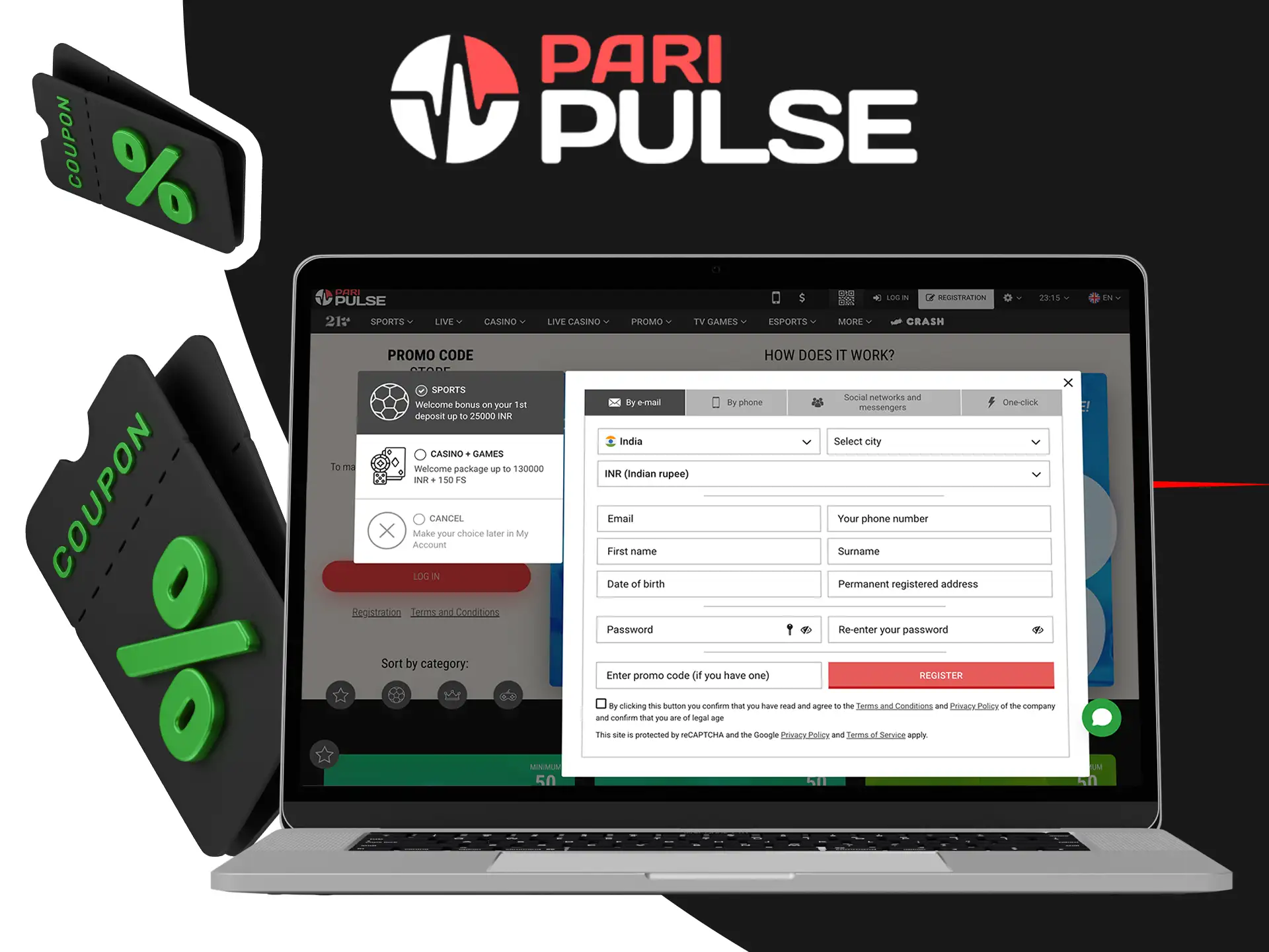 Use your promo code during registration on PariPulse.