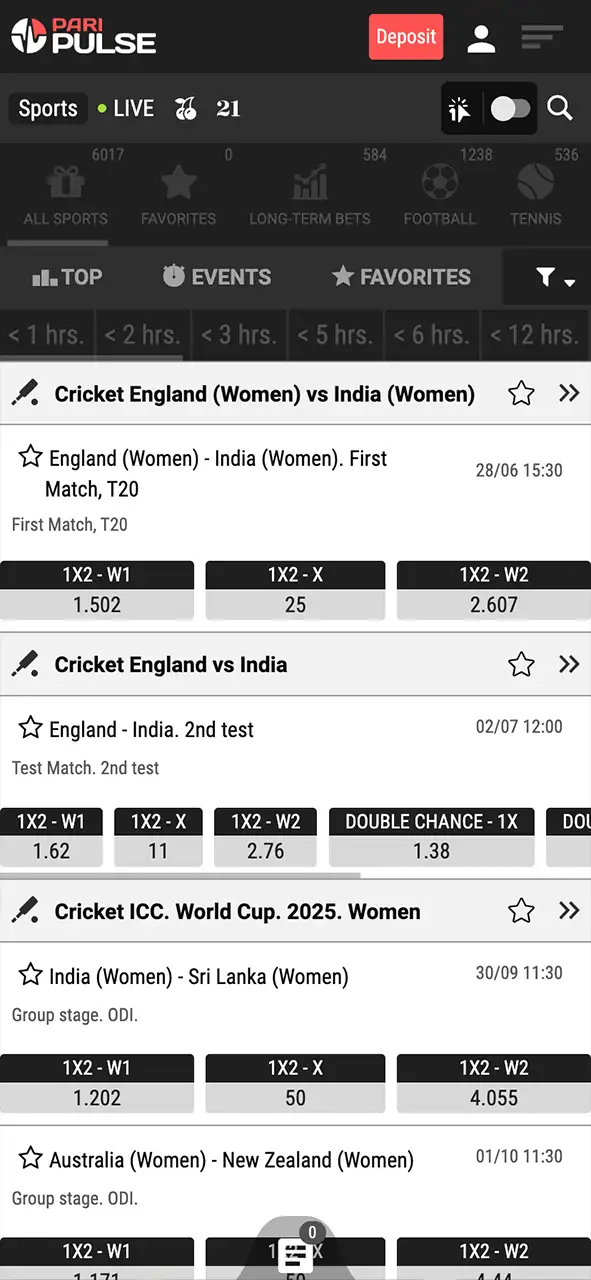 Select a sport and event to begin betting on PariPulse.
