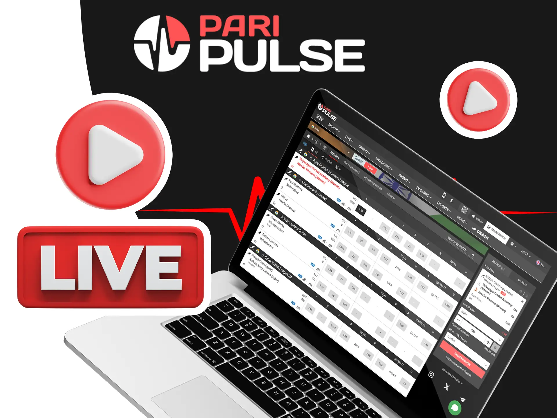 Try live sports betting on PariPulse and react in real time.