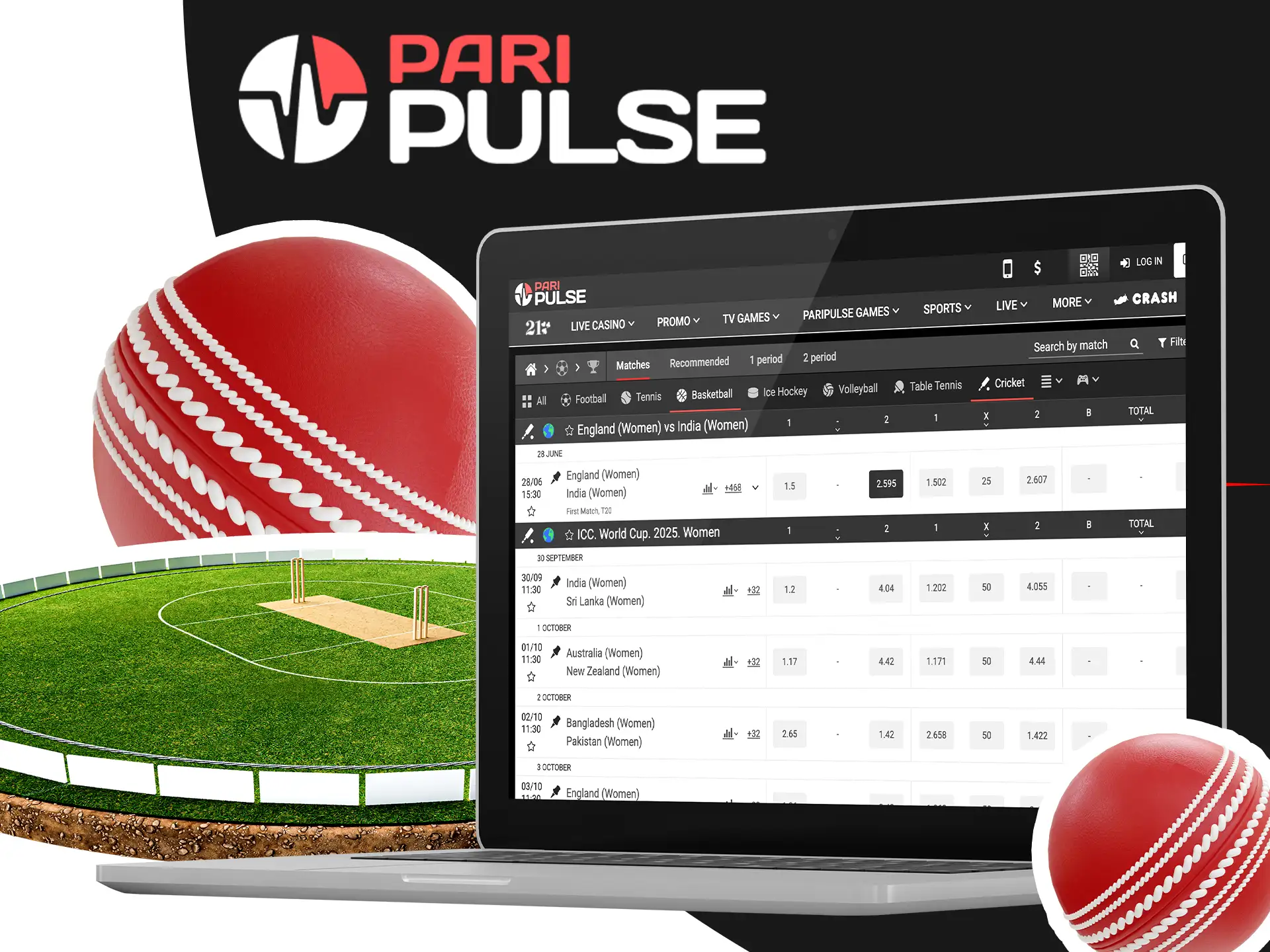 Bet on cricket matches and tournaments at PariPulse.
