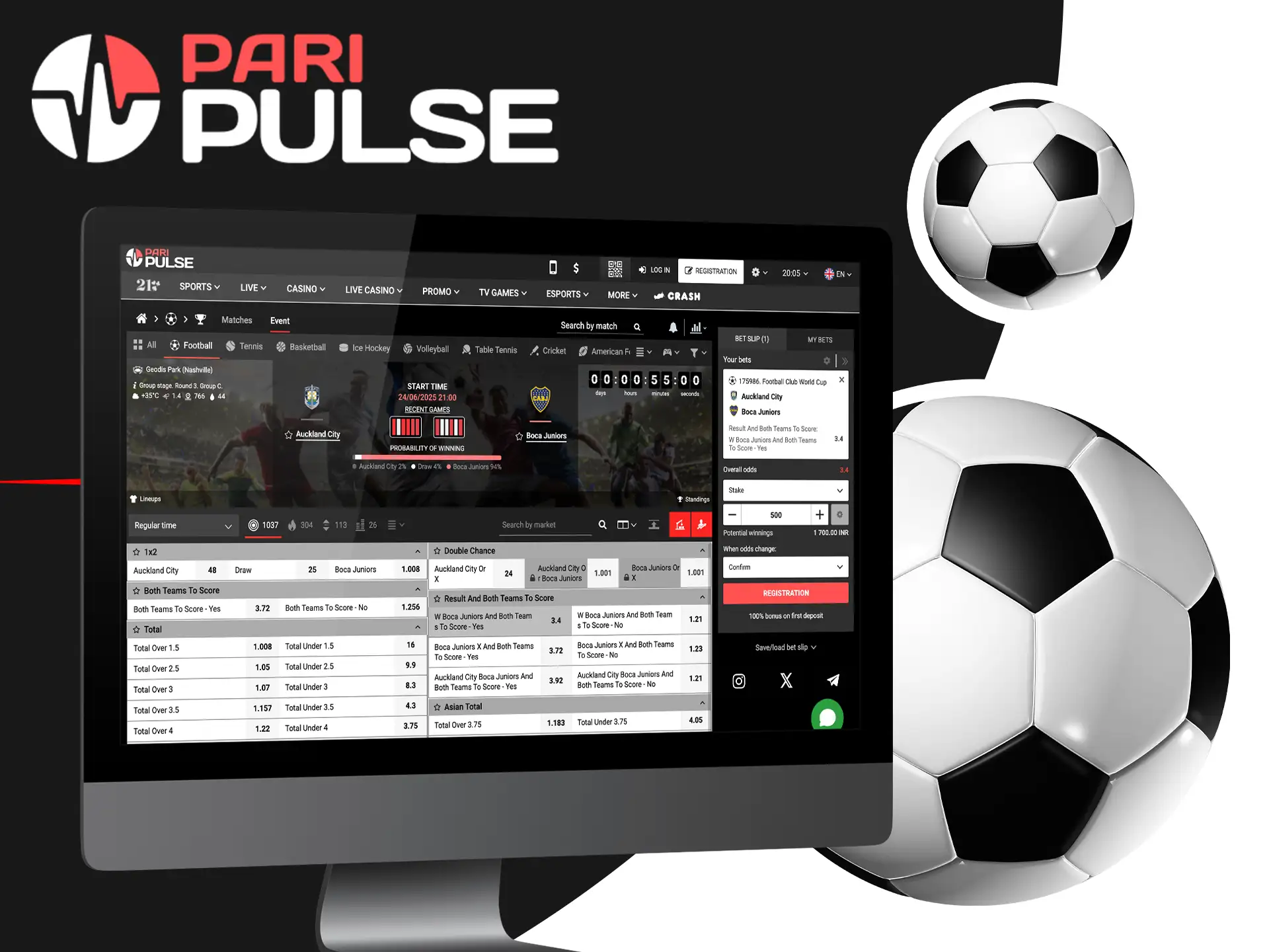 Explore football betting markets and odds on PariPulse.