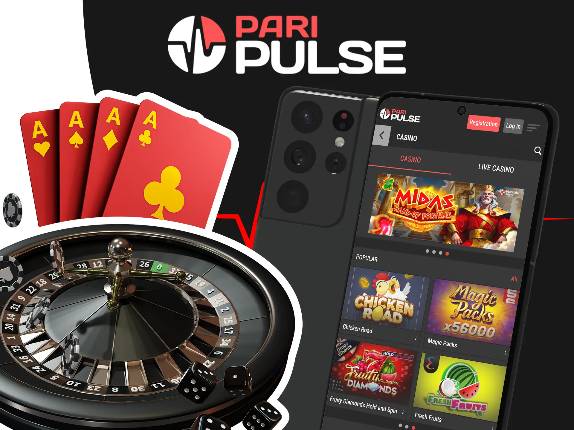Play your favorite casino games in the PariPulse app.
