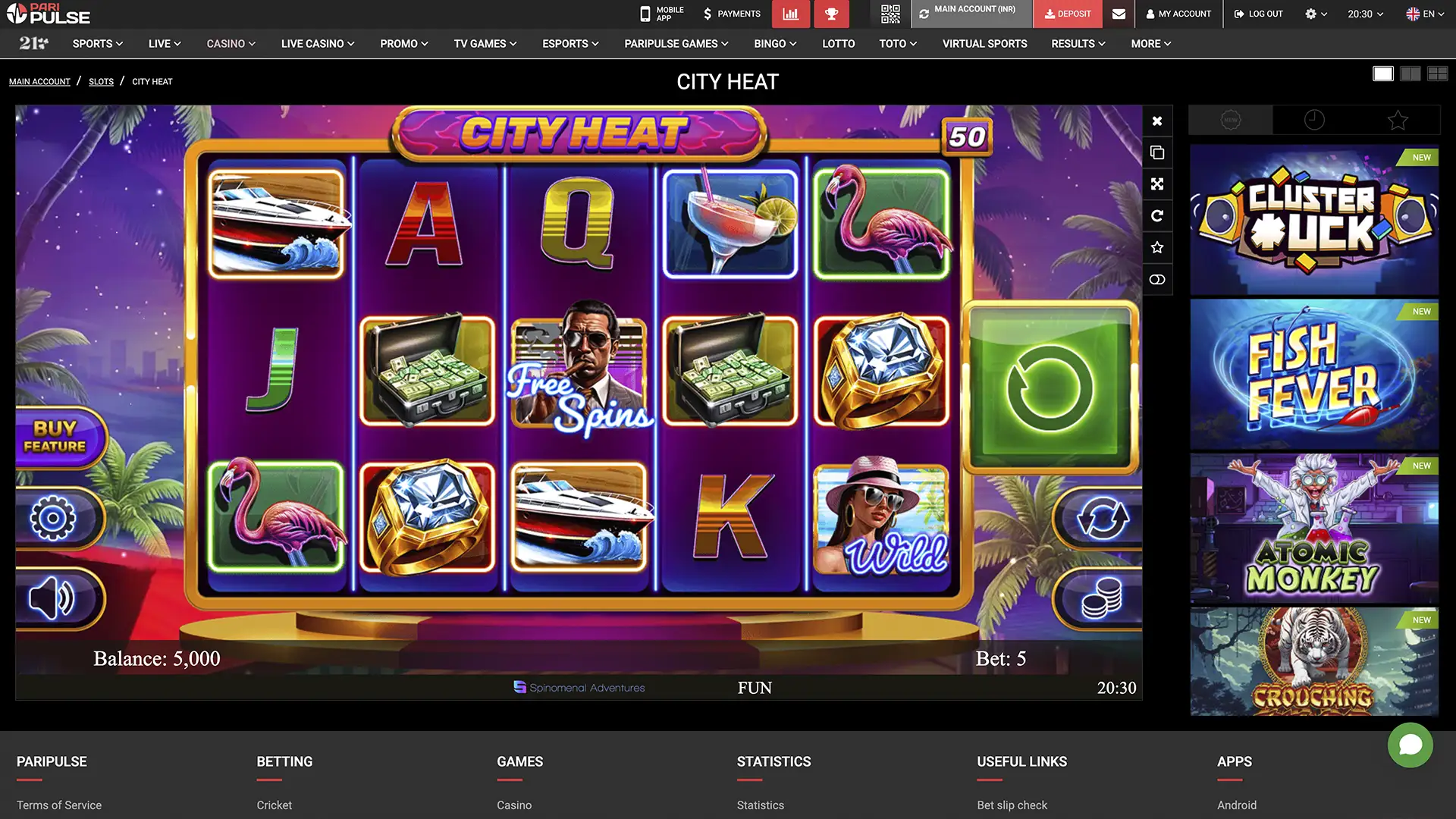 Start playing instantly on the PariPulse desktop version.