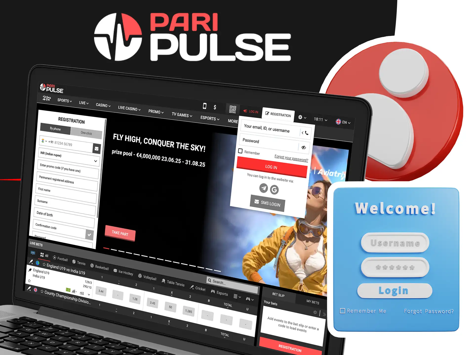 Log in to your PariPulse account and continue betting.