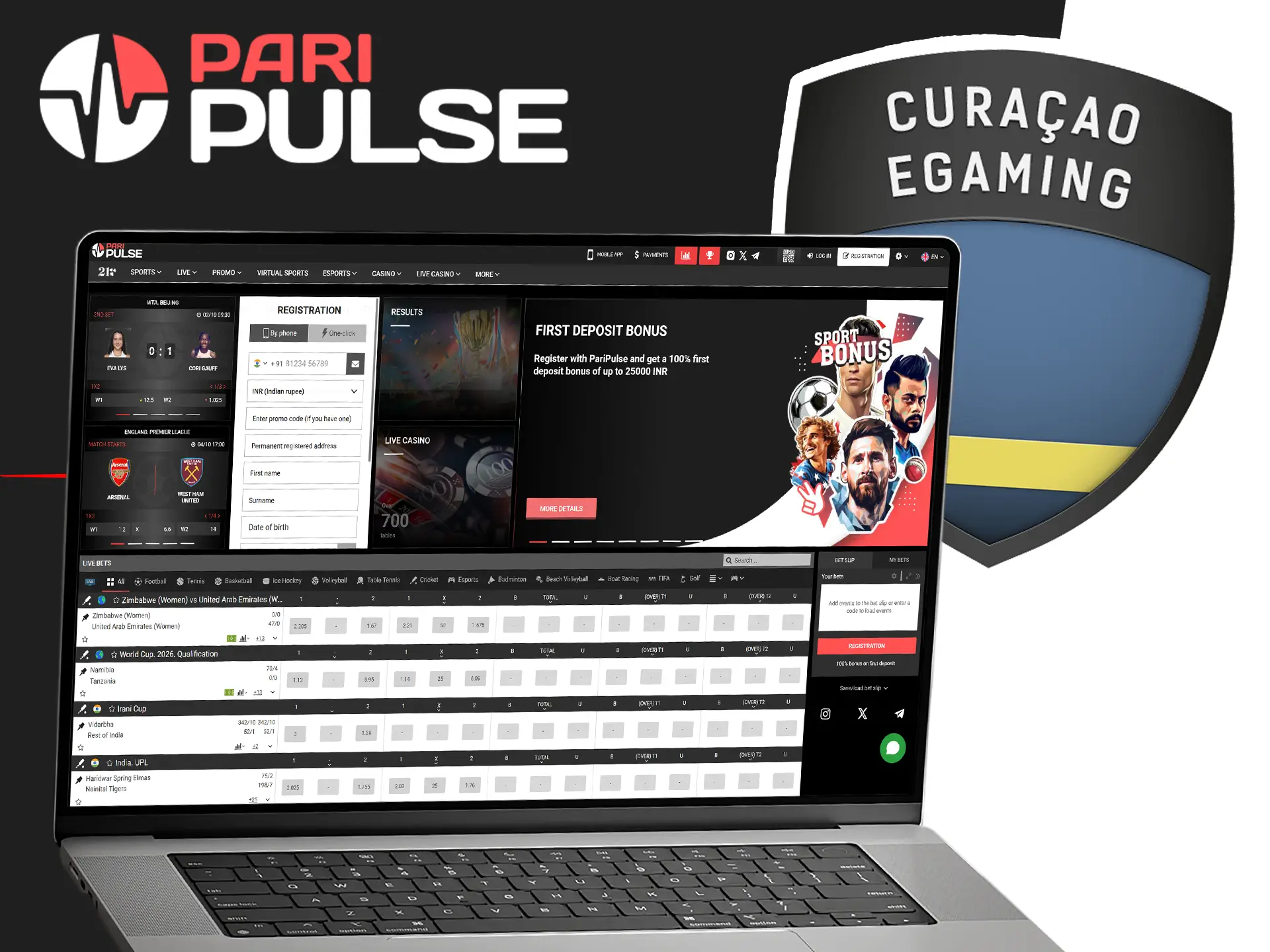 PariPulse is licensed in Curacao and ensures fair games and secure payments.